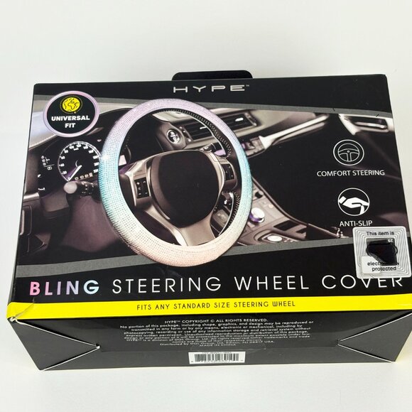 Hype iridescent Bling Steering Wheel Cover Universal Fit Anti-Slip Comfort - Picture 8 of 12